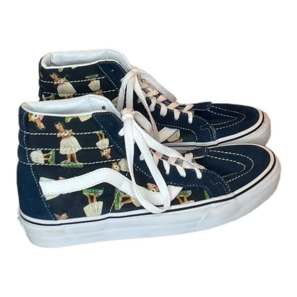 VANS Old Skool Blue High Tops Digi SK8 Hula Ukulele Size Men 7/Women 8.5 - Picture 1 of 9